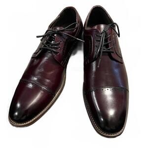 New, Stacy Adams Men’s Burgundy Leather Cap-Toe Oxford Dress Shoes 10.5